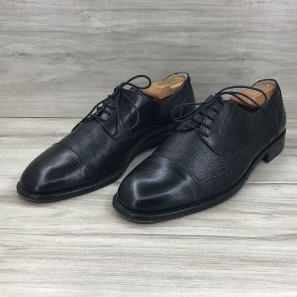 Brass Boot Oxfords Mens 8 Black Leather Derby Lace Up Cap Toe Dress Shoes
